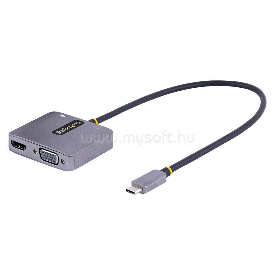 STARTECH USB C Video Adapter, USB C to HDMI VGA Multiport Adapter, 3.5mm Audio, 4K 60Hz HDR, 100W PD Pass-Through, Thunderbolt 3/4 Compatible