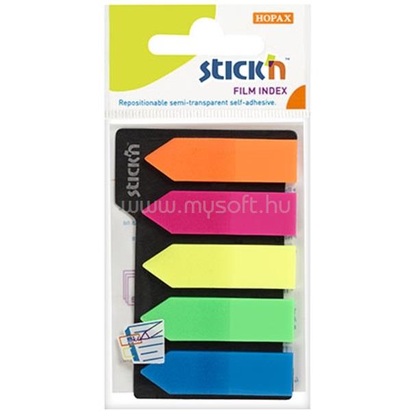 STICK N Stick`N 21143 42x12mm 5x25lapos nyíl formájú neon oldaljelölő címke