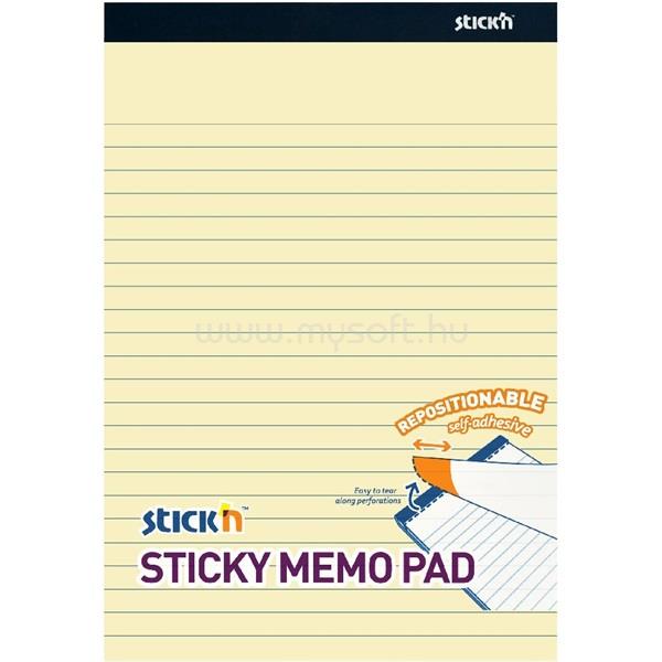 STICK N Stick`N 254x178mm 50 lap/tömb vonalazott pasztell sárga öntapadó jegyzetfüzet