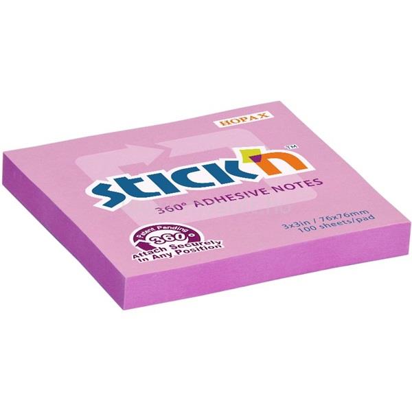 STICK N Stick`N 360° 76x76mm 100lap pink öntapadó jegyzettömb