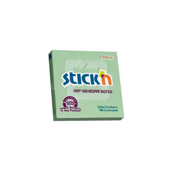 STICK N Stick`N 360° 76x76mm 100lap zöld öntapadó jegyzettömb