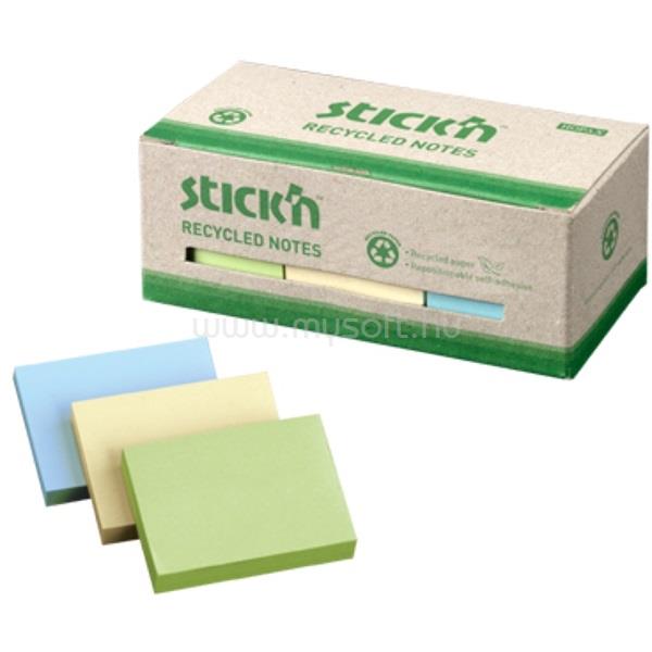 STICK N Stick`N 38x50mm újrahasznosított 100 lap 12tömb/cs jegyzettömb
