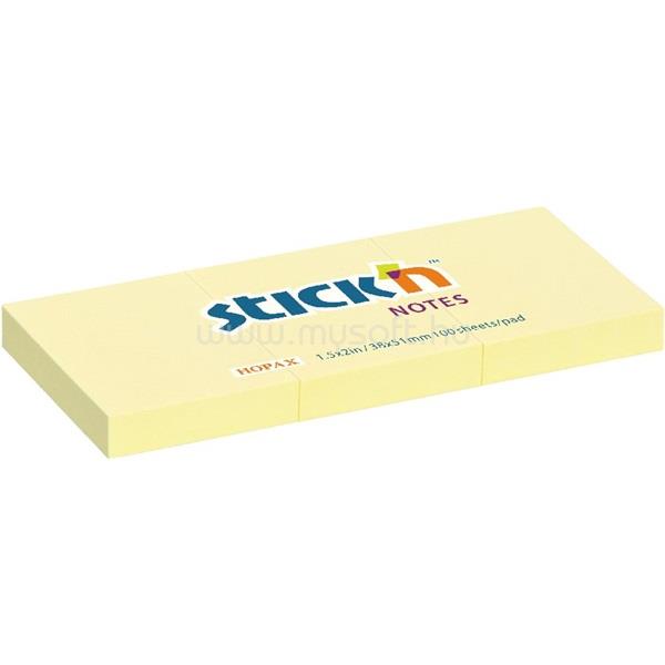 STICK N Stick`N 38x51mm 3x100 lap pasztell sárga öntapadó jegyzettömb