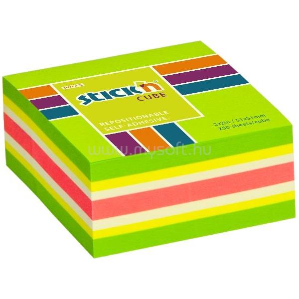 STICK N Stick`N 51x51mm 250 lap neon green mix öntapadó kockatömb