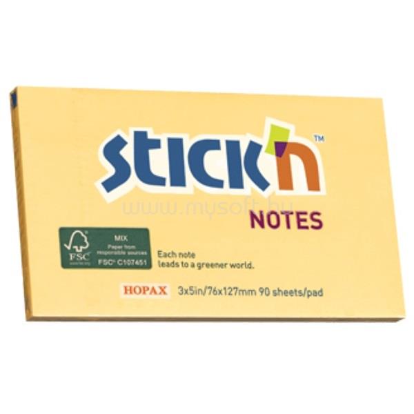 STICK N Stick`N 76x127mm 90lap környezetbarát pasztell narancs jegyzettömb