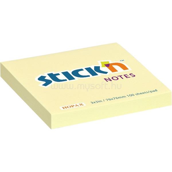 STICK N Stick`N 76x76mm 100 lap pasztell sárga öntapadó jegyzettömb