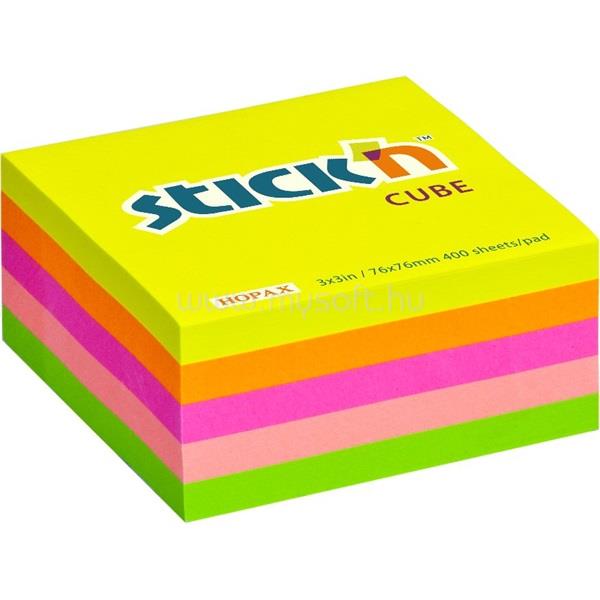 STICK N Stick`N 76x76mm 400 lap neon szivárvány öntapadó kockatömb