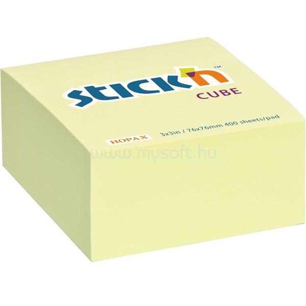 STICK N Stick`N 76x76mm 400 lap pasztell sárga öntapadó kockatömb