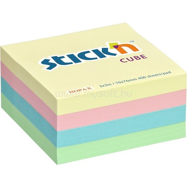 STICK N Stick`N 76x76mm 400 lap pasztell szivárvány öntapadó kockatömb