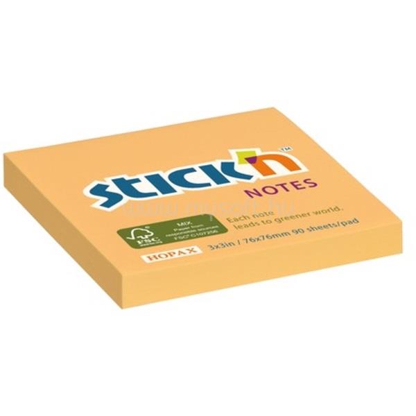 STICK N Stick`N 76x76mm 90lap környezetbarát pasztell narancs jegyzettömb