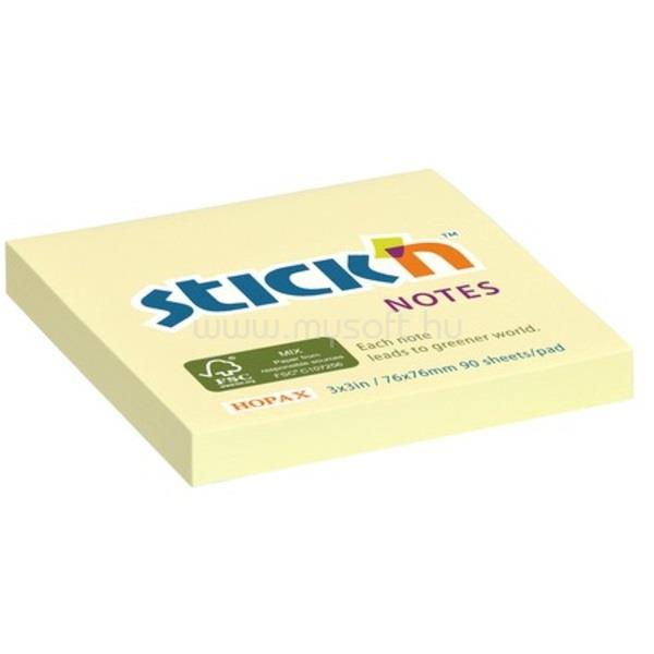 STICK N Stick`N 76x76mm 90lap környezetbarát pasztell sárga jegyzettömb