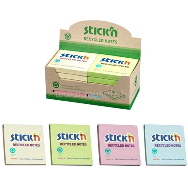 STICK N Stick`N 78x78mm újrahasznosított 100 lap 12tömb/cs jegyzettömb