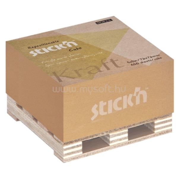 STICK N Stick`N KraftCube 76x76mm 400lap barna öntapadó jegyzettömb