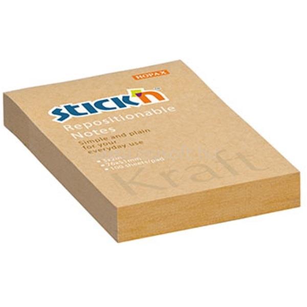 STICK N Stick`N KraftNotes 76x51mm 100lap öntapadós natúr jegyzettömb