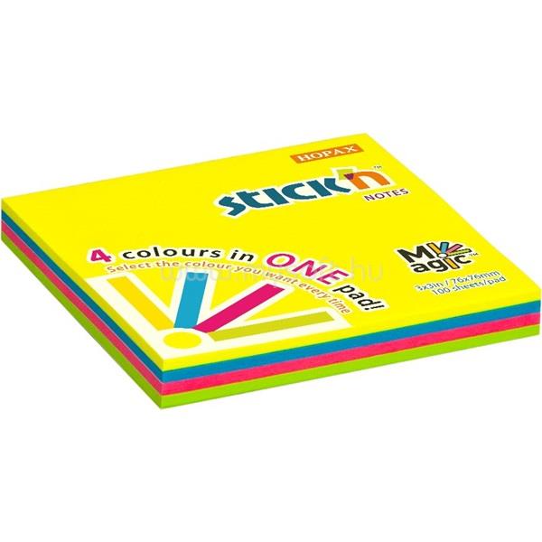 STICK N Stick`N Magic Pad 76x76mm 100 lap neon mix öntapadó jegyzettömb