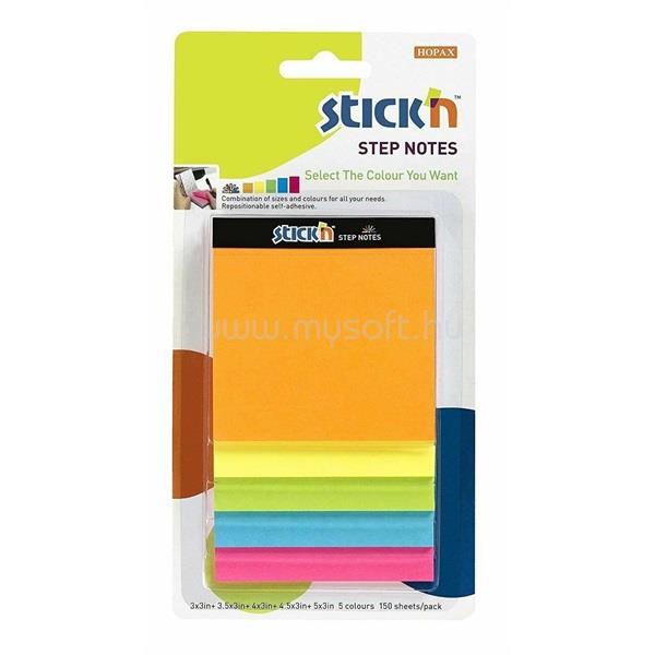 STICK N Stick`N MagicCube Step Notes 150lap több méretű neon színes jegyzettömb