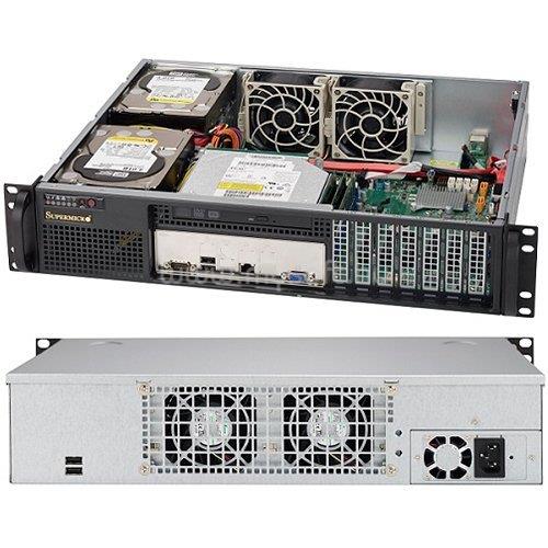 SUPERMICRO Chassis SuperChassis CSE-523L-505B, 2U Rack-Mountable, ATX , 7 slots, PSU installed Internal 500W Platinum level, fan: 2 x 80mm, Black