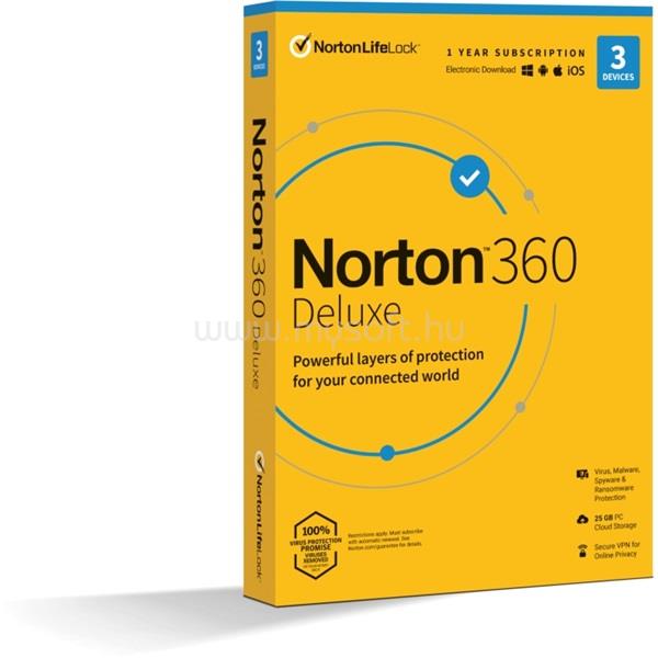 SYMANTEC Norton 360 Deluxe 25GB HUN 1 Felhasználó 3 gép 1 éves vírusirtó szoftver