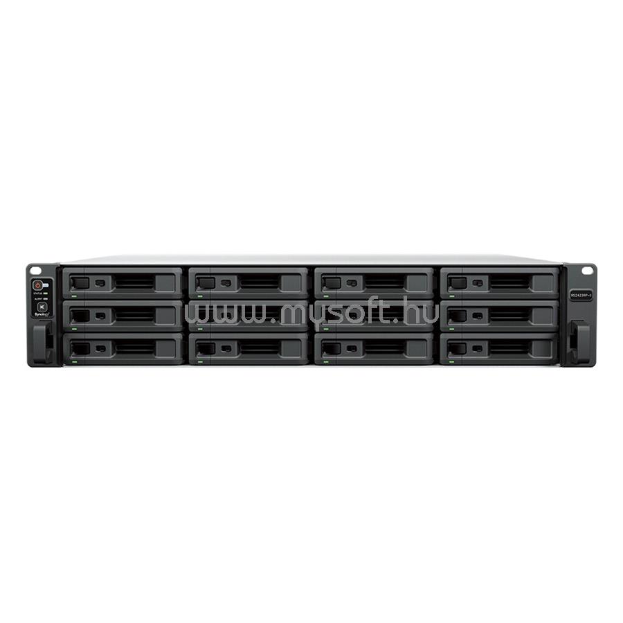 SYNOLOGY NAS 12 fiókos RS2423+ AMD Ryzen V1780B 4x3,35GHz, 8GB DDR4 ECC, 2x1GbE, 1x10GbE, 2xUSB3.2 (KIZÁRÓLAG SYNOLOGY HDD-VEL MŰKÖDIK)