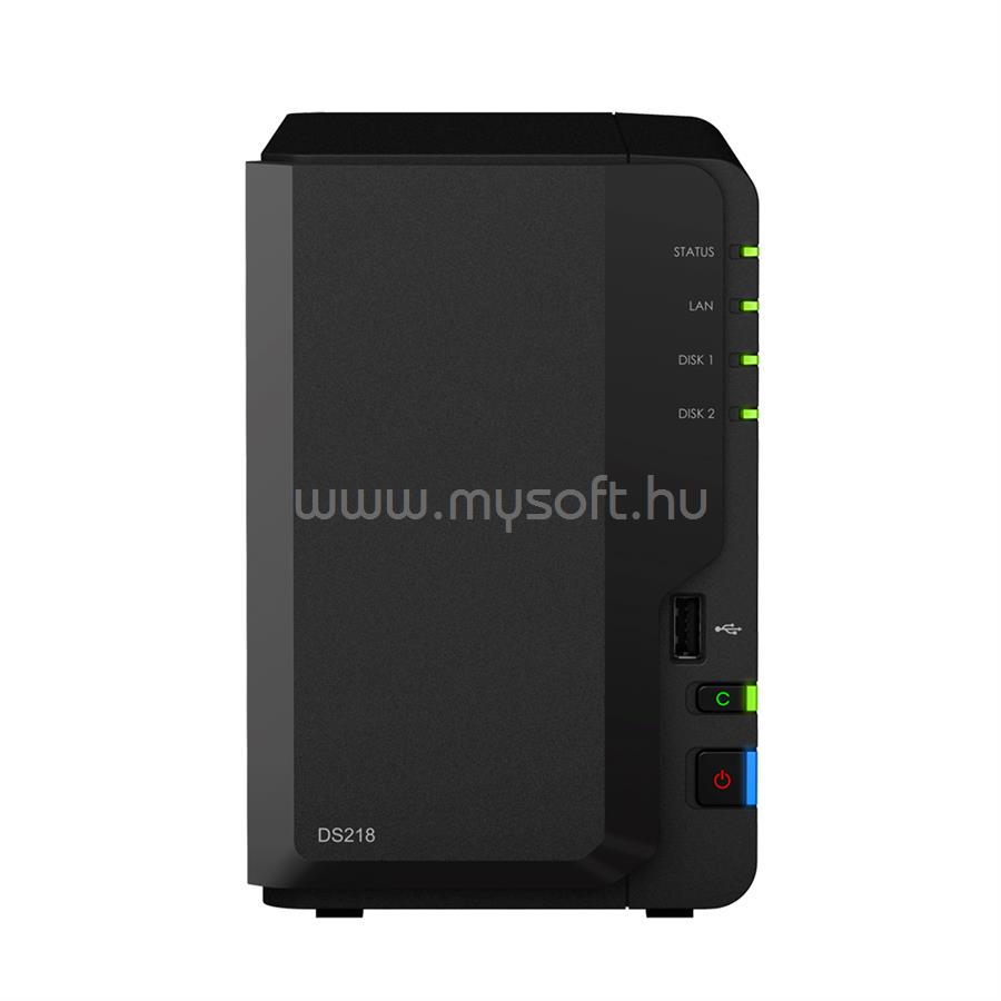 SYNOLOGY NAS 2 fiókos DS218 4x1,4GHz, 2GB DDR4, 1x1GbE, 2xUSB3.2, 1xUSB2.0