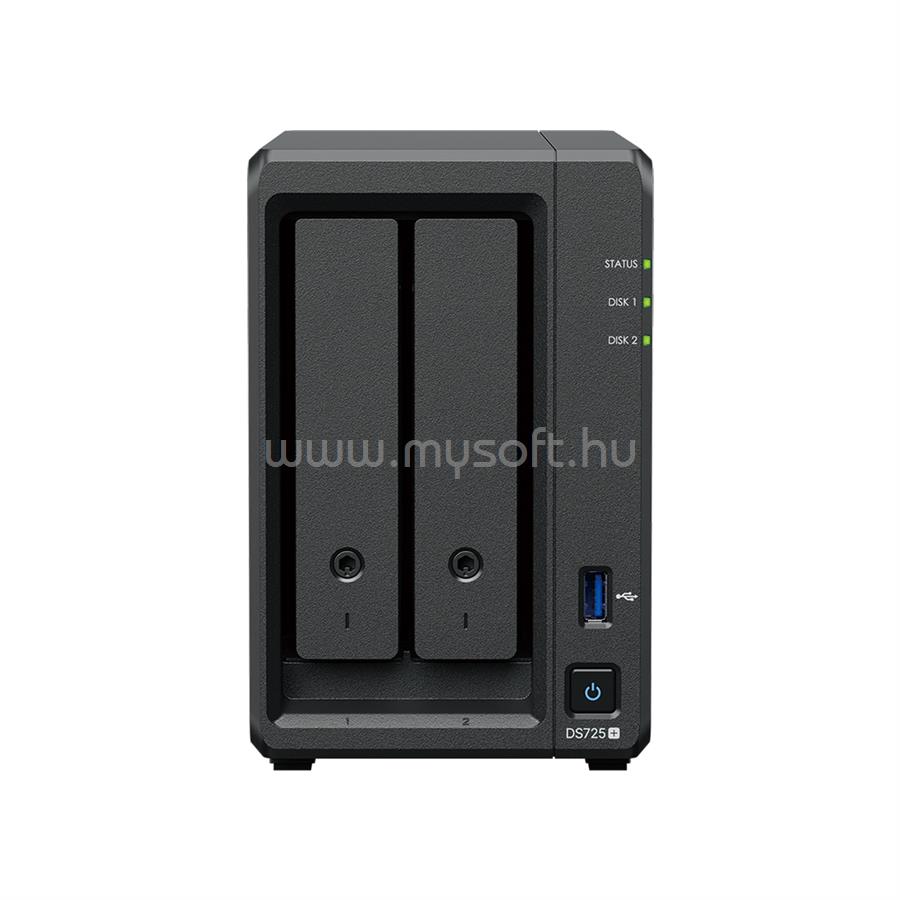SYNOLOGY NAS 2 fiókos DS725+ AMD Ryzen R1600 2x2,6GHz, 4GB DDR4 ECC RAM, 1x1GbE, 1x2,5GbE 1xUSB3.2