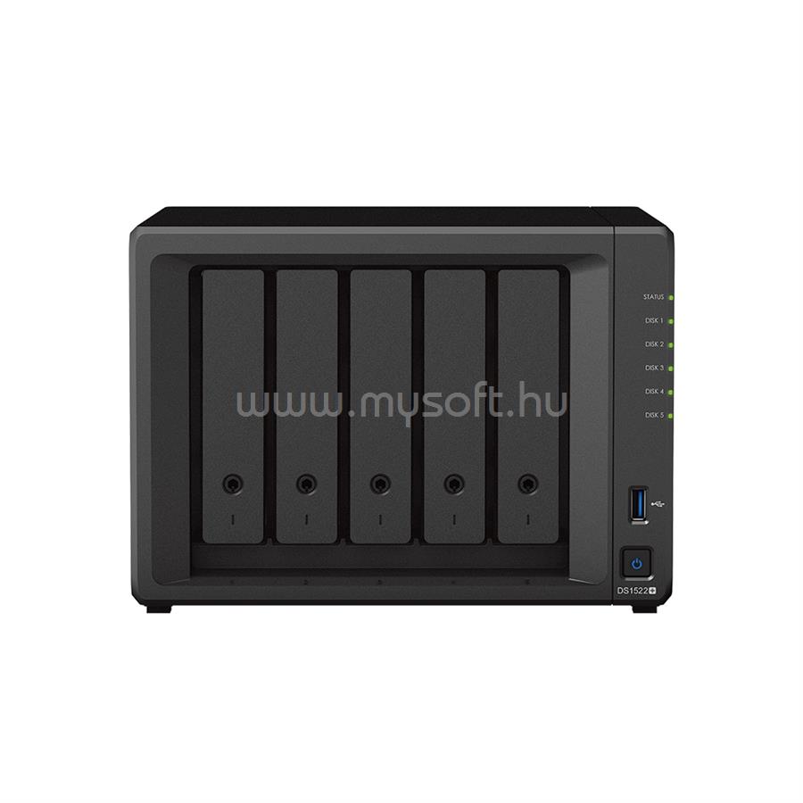 SYNOLOGY NAS 5 Fiókos DS1522+ AMD Ryzen R1600 2x2,6GHz, 8GB DDR4, 4x1GbE, 2xUSB3.2, 2xeSATA