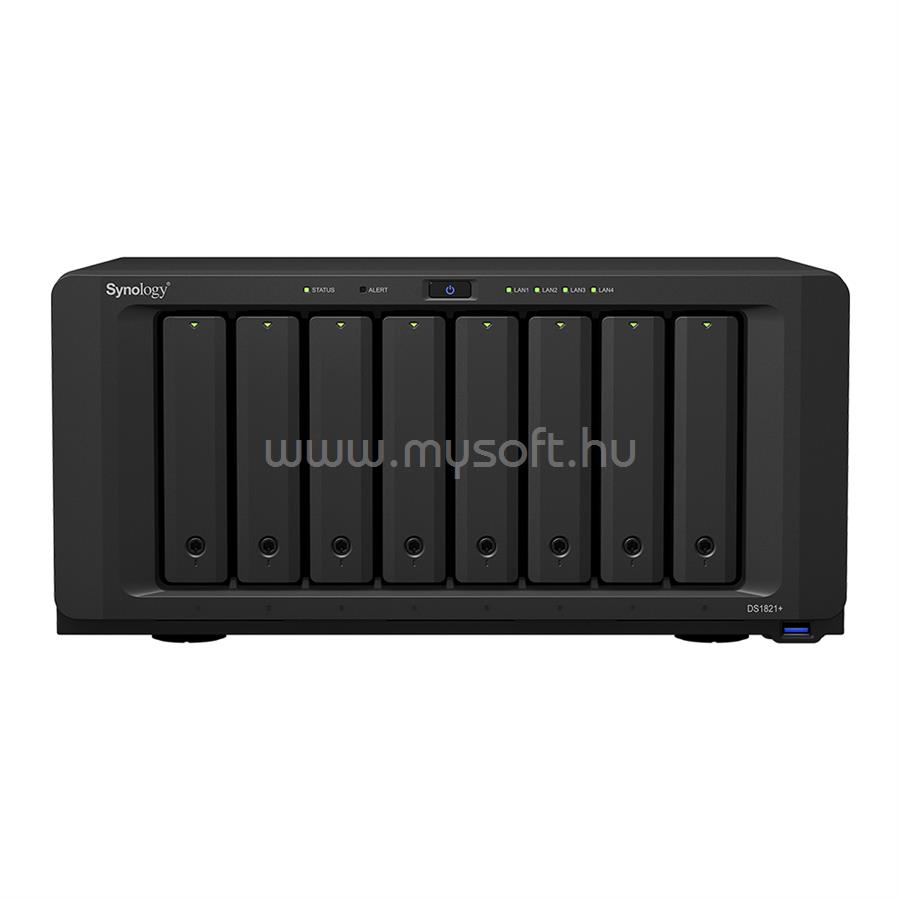 SYNOLOGY NAS 8 fiókos DiskStation DS1821+ 4x2,2GHz, 4GB DDR4, 4x1GbE, 4xUSB3.2, 2x eSATA