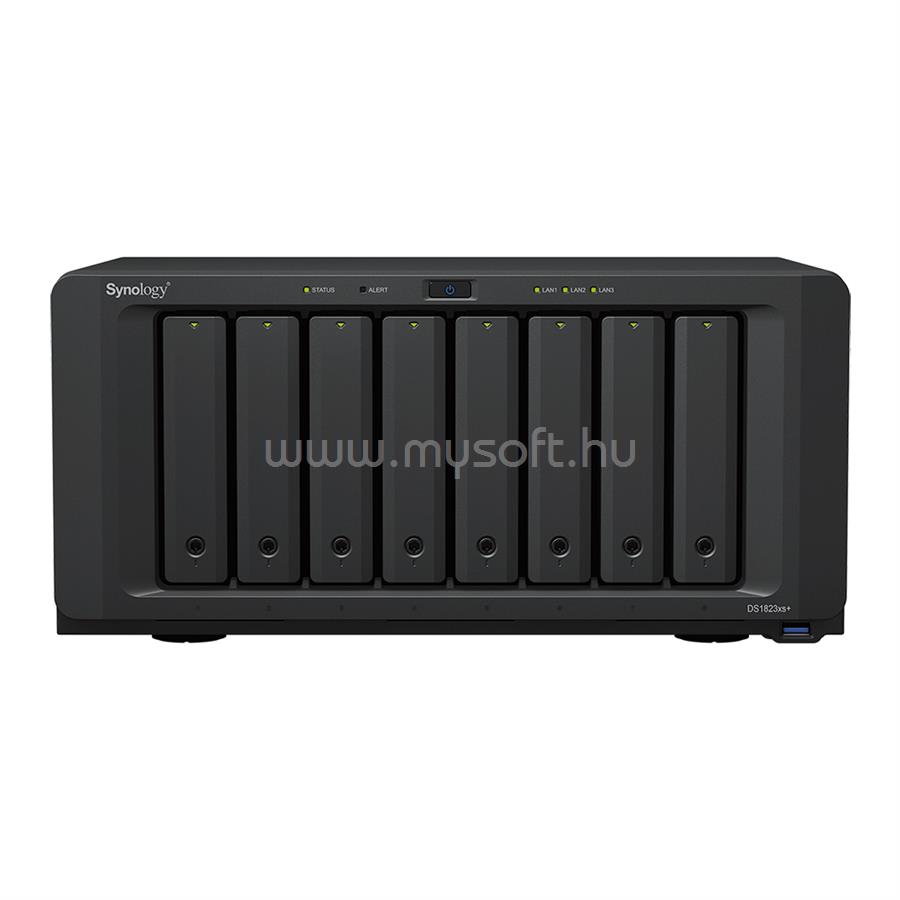 SYNOLOGY NAS 8 fiókos DS1823xs+ AMD Ryzen V1780B 4x3,6GHz, 8GB DDR4 ECC, 2x1GbE, 1x10GbE, 3xUSB3.2, 2xeSATA