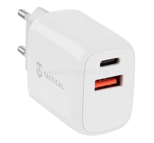 TACTICAL TACTICAL BASE PLUG DUAL hálózati töltő USB+Type-C aljzat 20W, PD gyorstöltő, FEHÉR