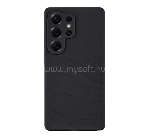 TACTICAL Samsung S25 Ultra TACTICAL BEAVER szilikon telefonvédő mikrofiber plüss belső, topográfiai minta, FEKETE