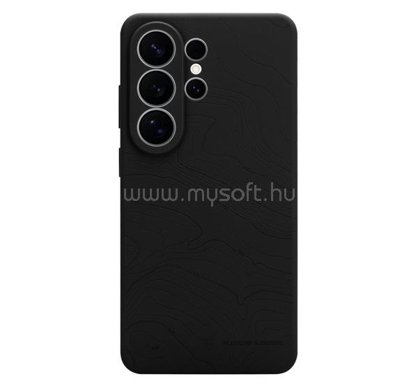 TACTICAL Samsung S26 Ultra TACTICAL BEAVER szilikon telefonvédő mikrofiber plüss belső, topográfiai minta, FEKETE