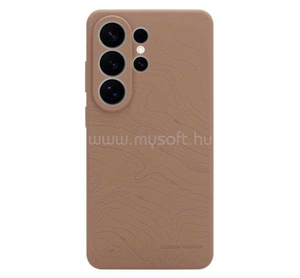 TACTICAL Samsung S26 Ultra TACTICAL BEAVER szilikon telefonvédő mikrofiber plüss belső, topográfiai minta, SÖTÉTBARNA