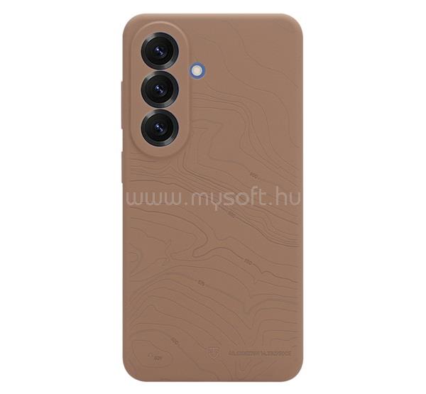TACTICAL Samsung S26 TACTICAL BEAVER szilikon telefonvédő mikrofiber plüss belső, topográfiai minta, SÖTÉTBARNA