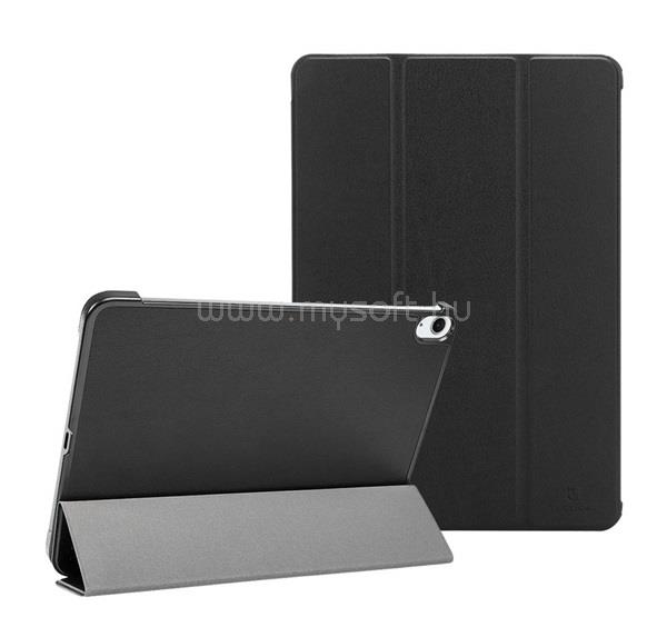 TACTICAL IPAD Air 11 (2026) / Air 11 (2025) TACTICAL BOOK TRIFOLD tok álló, bőr hatású aktív FLIP, asztali tartó, FEKETE
