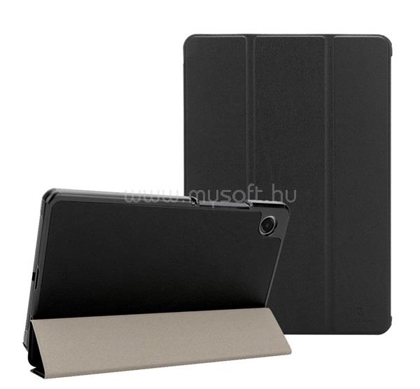 TACTICAL Samsung Tab A11 LTE / Tab A11 WIFI TACTICAL BOOK TRIFOLD tok álló, bőr hatású aktív FLIP, asztali tartó, FEKETE