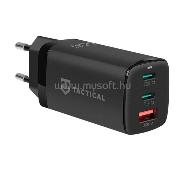 TACTICAL TACTICAL FLASHBANG 2.0 hálózati töltő USB+2 Type-C aljzat 65W, gyorstöltő, FEKETE