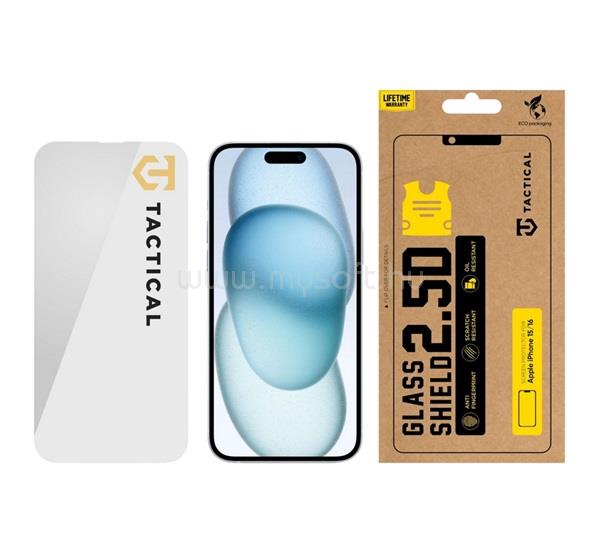 TACTICAL iPhone 16 / 15 TACTICAL GLASS SHIELD 2.5D képernyővédő üveg 2.5D, 9H, ÁTLÁTSZÓ