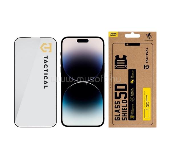 TACTICAL iPhone 14 Pro TACTICAL GLASS SHIELD 5D képernyővédő üveg 5D, 9H, FEKETE