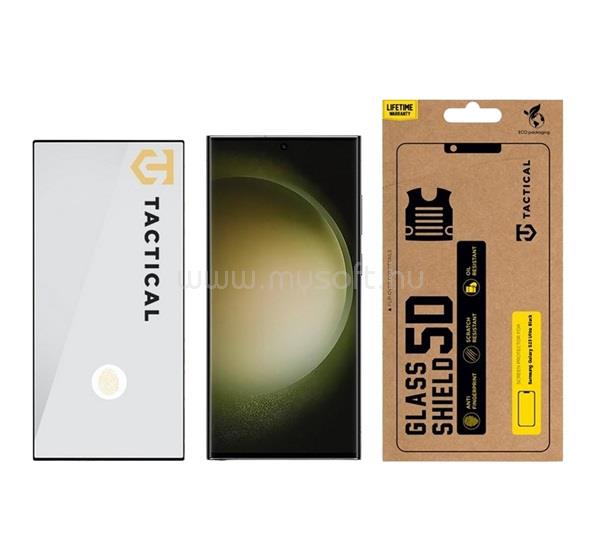 TACTICAL Samsung S23 Ultra TACTICAL GLASS SHIELD 5D képernyővédő üveg 5D, 9H, FEKETE