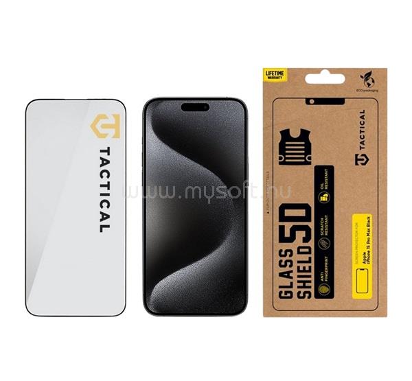 TACTICAL iPhone 15 Pro Max TACTICAL GLASS SHIELD 5D képernyővédő üveg 5D, 9H, FEKETE