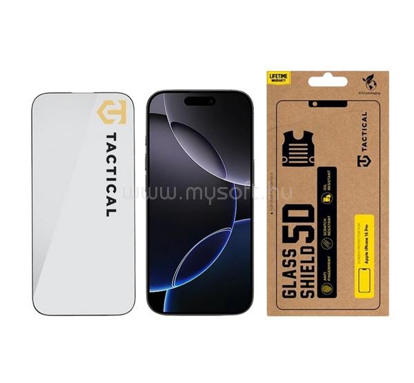 TACTICAL iPhone 17 / 16 Pro TACTICAL GLASS SHIELD 5D képernyővédő üveg 5D, 9H, FEKETE