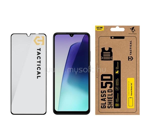 TACTICAL Redmi A5 4G / 14C 4G TACTICAL GLASS SHIELD 5D képernyővédő üveg 5D, 9H, FEKETE