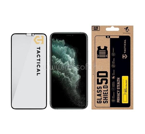 TACTICAL iPhone 11 Pro TACTICAL GLASS SHIELD PRIVACY STEALTH 5D képernyővédő üveg 5D, betekintés védelem, FEKETE