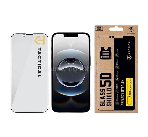 TACTICAL iPhone 13 TACTICAL GLASS SHIELD PRIVACY STEALTH 5D képernyővédő üveg 5D, betekintés védelem, FEKETE