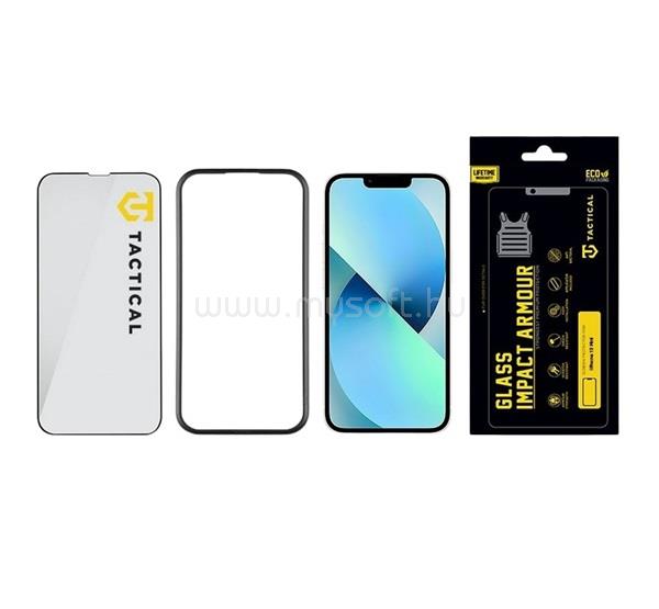 TACTICAL iPhone 13 mini TACTICAL IMPACT ARMOUR GLASS képernyővédő üveg 3D, antibakteriális + segédkeret, ÁTLÁTSZÓ