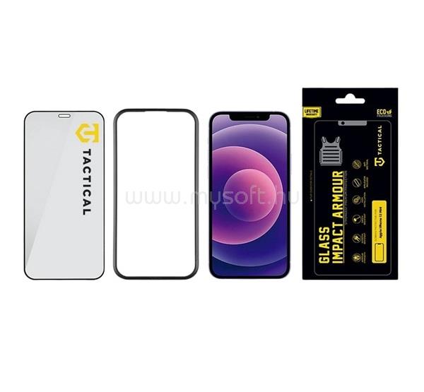 TACTICAL iPhone 12 mini TACTICAL IMPACT ARMOUR GLASS képernyővédő üveg 3D, antibakteriális + segédkeret, ÁTLÁTSZÓ