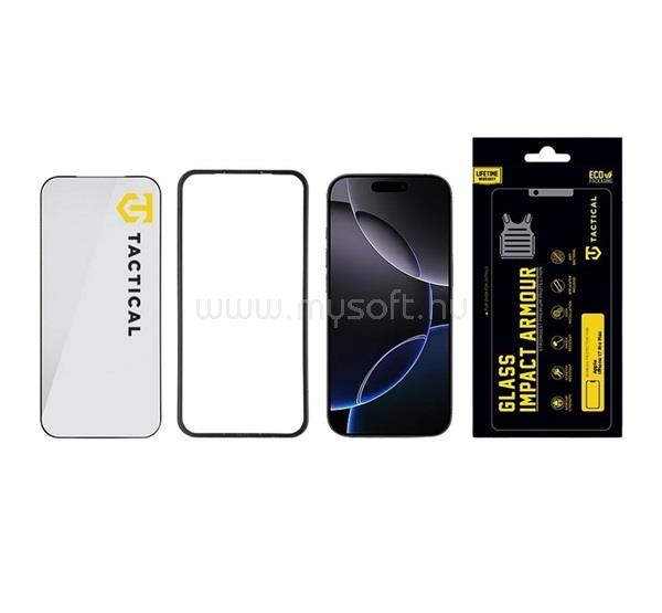 TACTICAL iPhone 18 Pro Max TACTICAL IMPACT ARMOUR GLASS képernyővédő üveg 3D, antibakteriális + segédkeret, ÁTLÁTSZÓ