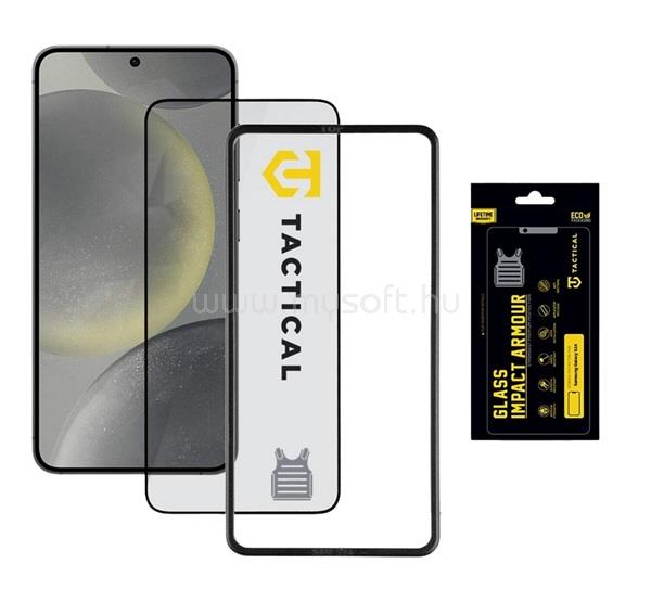 TACTICAL Samsung S25 / S24 TACTICAL IMPACT ARMOUR GLASS képernyővédő üveg 3D, antibakteriális + segédkeret, FEKETE