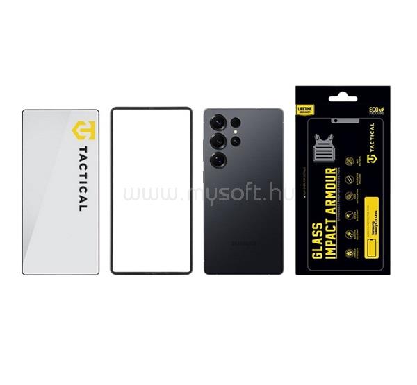 TACTICAL Samsung S25 Ultra TACTICAL IMPACT ARMOUR GLASS képernyővédő üveg 3D, antibakteriális + segédkeret, FEKETE