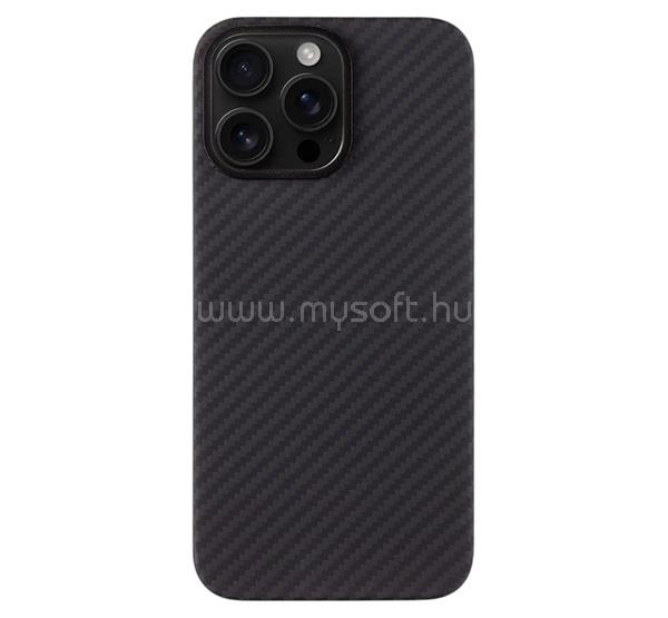 TACTICAL iPhone 16 Pro Max TACTICAL MAGFORCE ARAMID szilikon telefonvédő ultravékony, karbon minta, FEKETE